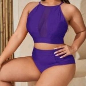 Purple 2 piece swimsuit.